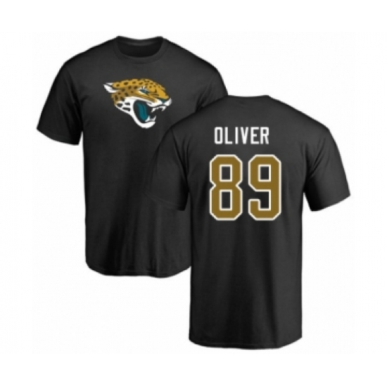 Football Jacksonville Jaguars #89 Josh Oliver Black Name & Number Logo T-Shirt