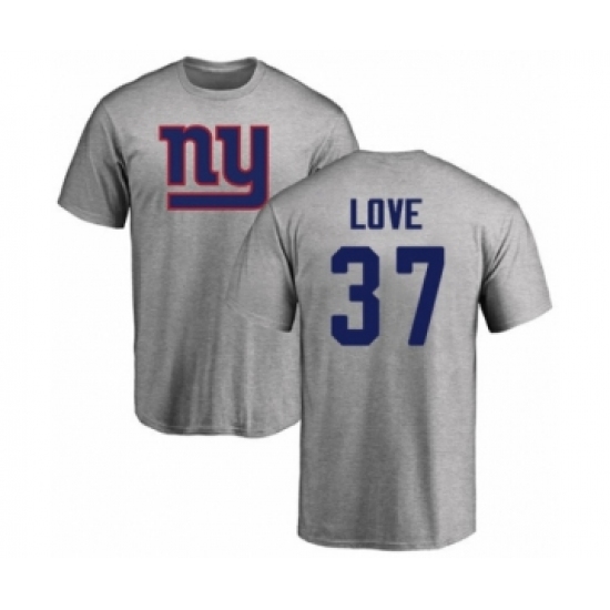 Football New York Giants #37 Julian Love Ash Name & Number Logo T-Shirt