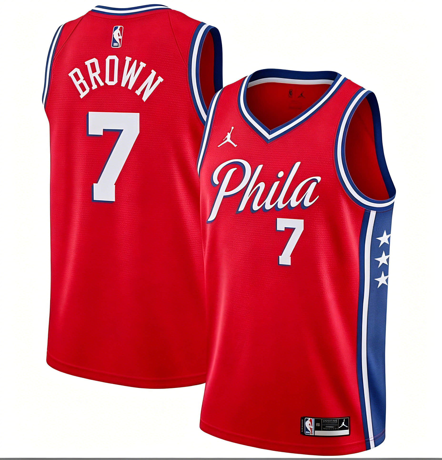 Men's Philadelphia 76ers Jaylen Brown Jordan Brand Red Swingman Jersey - Statement Edition
