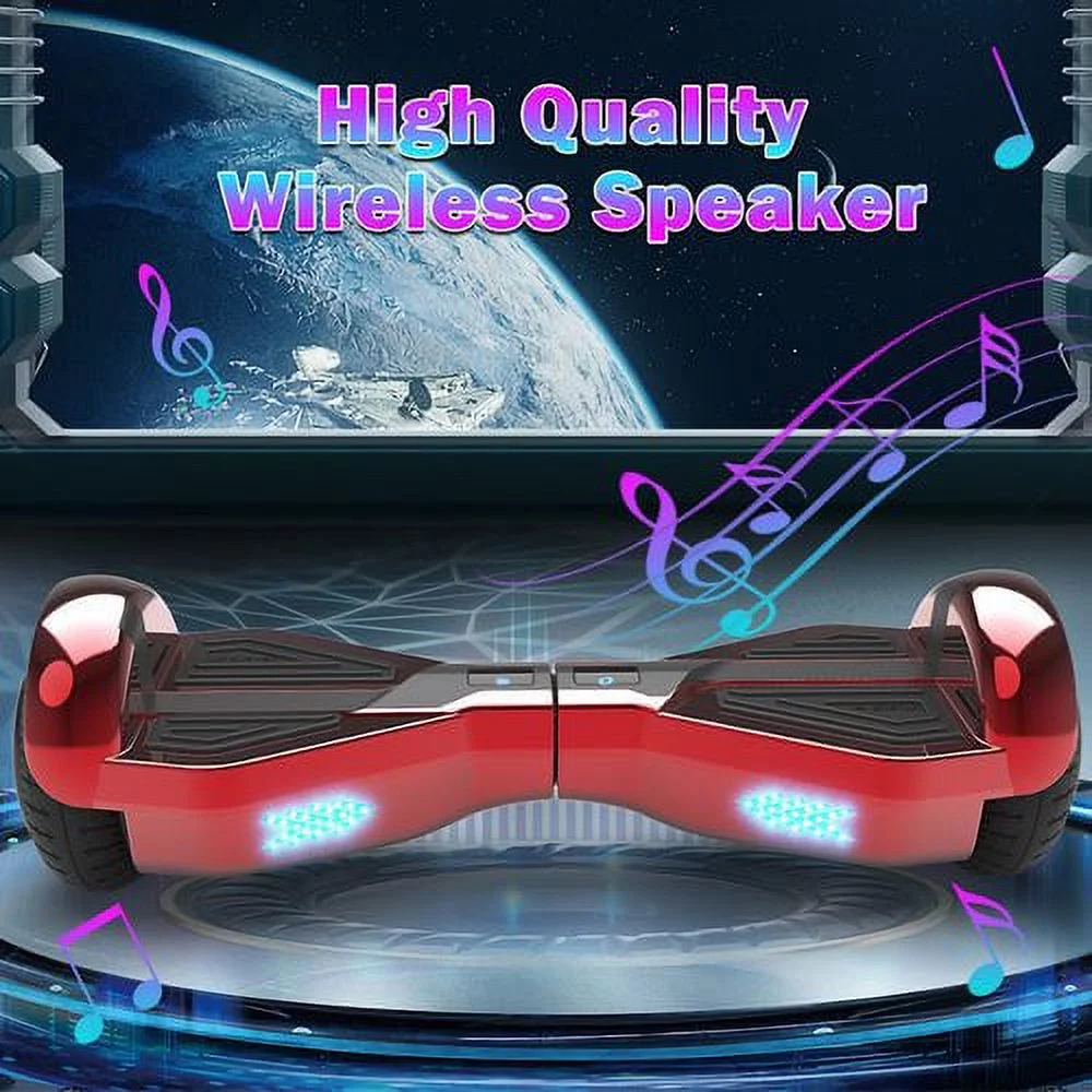 Starship Hoverboard with Bluetooth Speaker, Chrome Color Self Balancing Scooters with Science Fiction Design and 6.5 inch LED Wheels - Curated Treasures Market