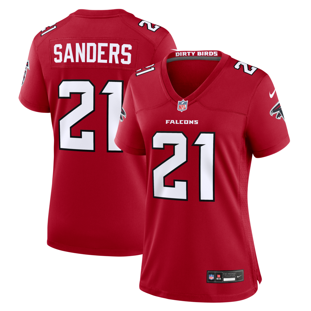 Women's Atlanta Falcons Deion Sanders Nike Red Retired Player Game Jersey