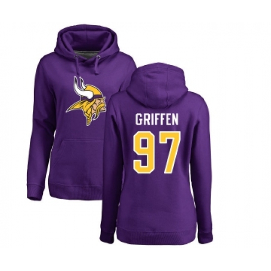 Football Women's Minnesota Vikings #97 Everson Griffen Purple Name & Number Logo Pullover Hoodie
