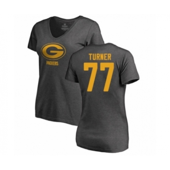 Football Women's Green Bay Packers #77 Billy Turner Ash One Color T-Shirt