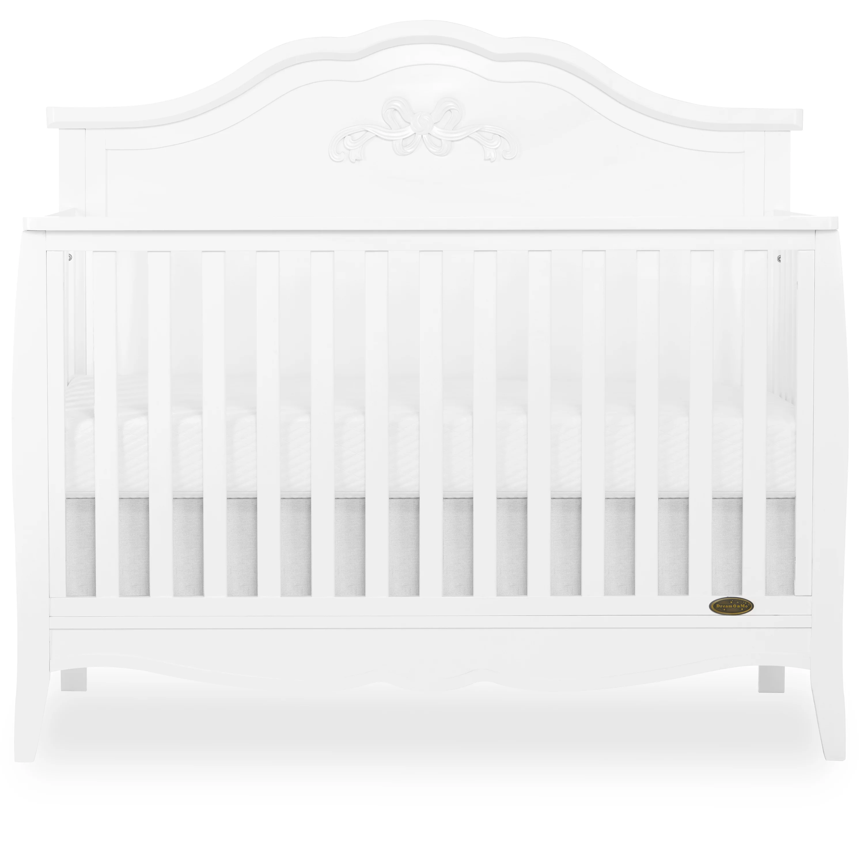 Dream On Me Jasmine 4-in-1 Convertible Crib, New Zealand Pinewood, Greenguard Gold, White - Curated Treasures Market