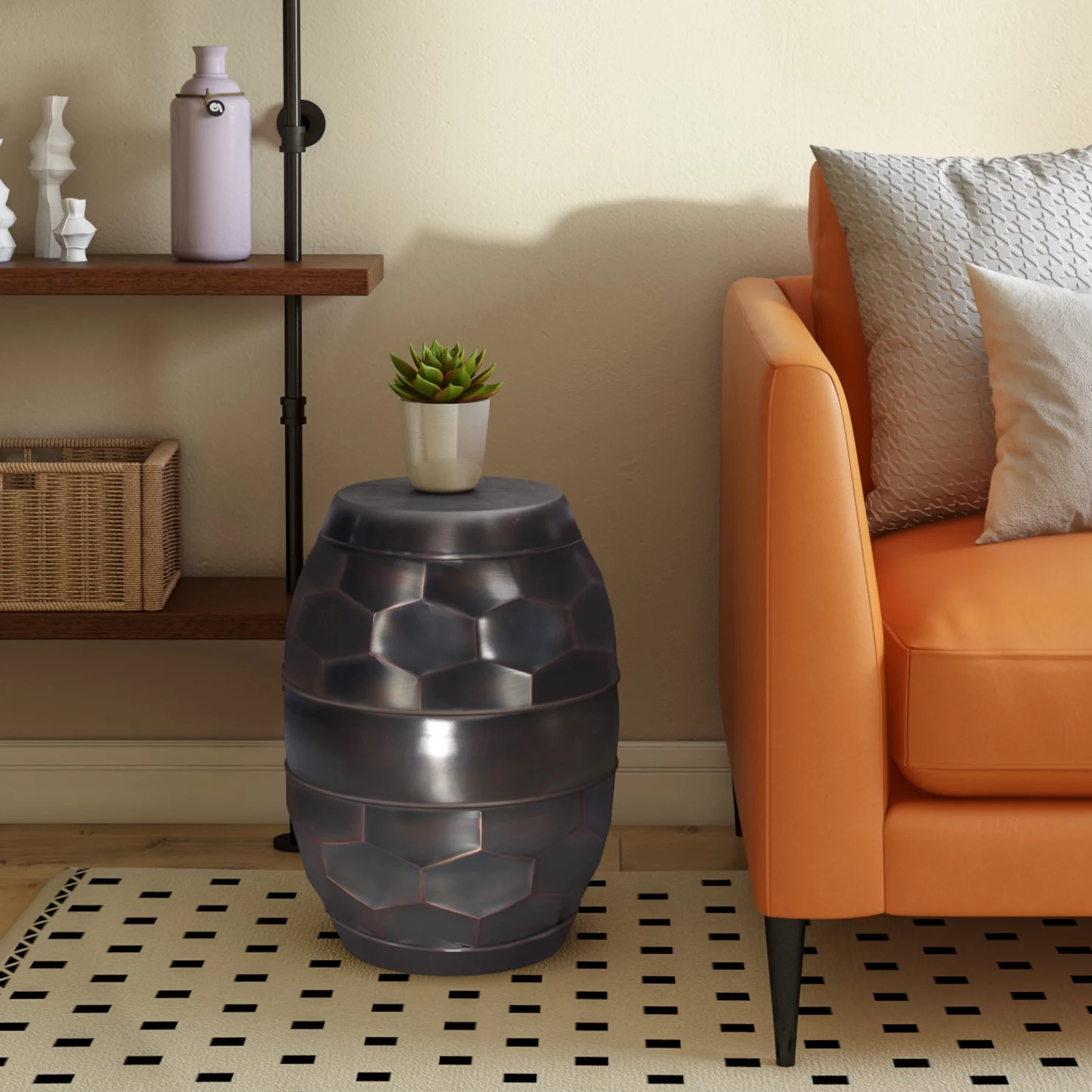 Simpli Home Reeva Side Table in Antique Copper - Curated Treasures Market