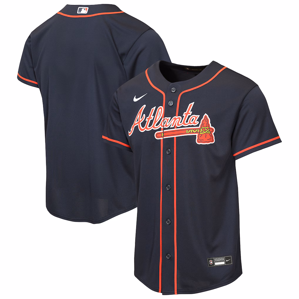 Youth Atlanta Braves Nike Navy Alternate Replica Jersey