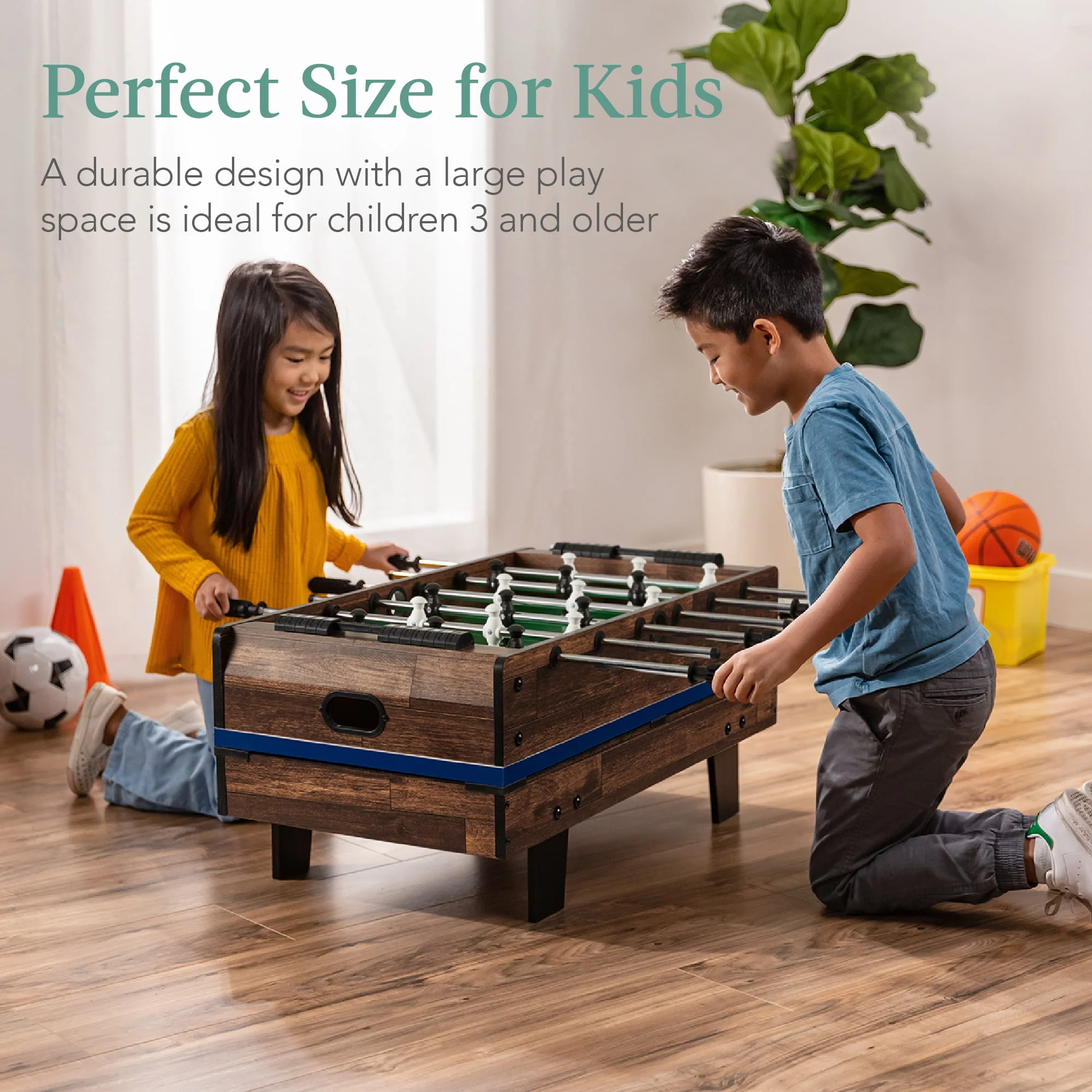 Best Choice Products 11-in-1 Kids Combo Game Set w/ Ping Pong, Foosball, Air Hockey, 5 Accessory Bags - Dark Wood