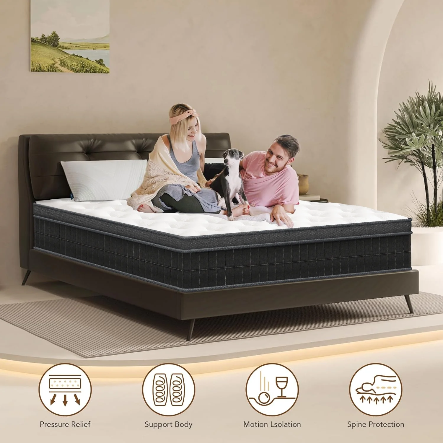 10 inch Mattress Twin Memory Foam Pocket Spring Hybrid Mattress in a Box Medium Firm - Curated Treasures Market