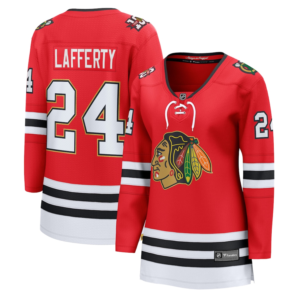 Women's Chicago Blackhawks Sam Lafferty Fanatics Red Centennial Breakaway Player Jersey