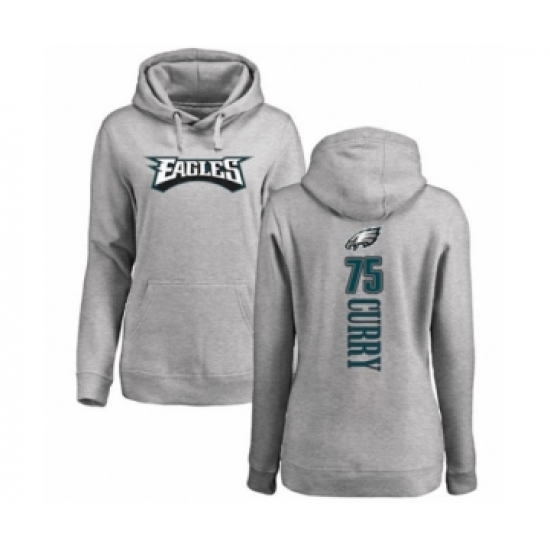 Women's Philadelphia Eagles #75 Vinny Curry Ash Backer Pullover Hoodie