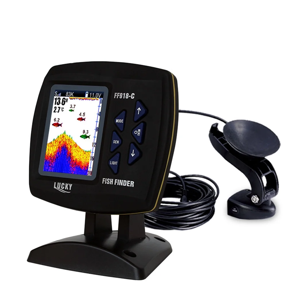 Tomshoo Lucky FF918-C100DS Color Screen Wired Fish Finder 328ft/109.6yard Water Depth Boat Fish Finder