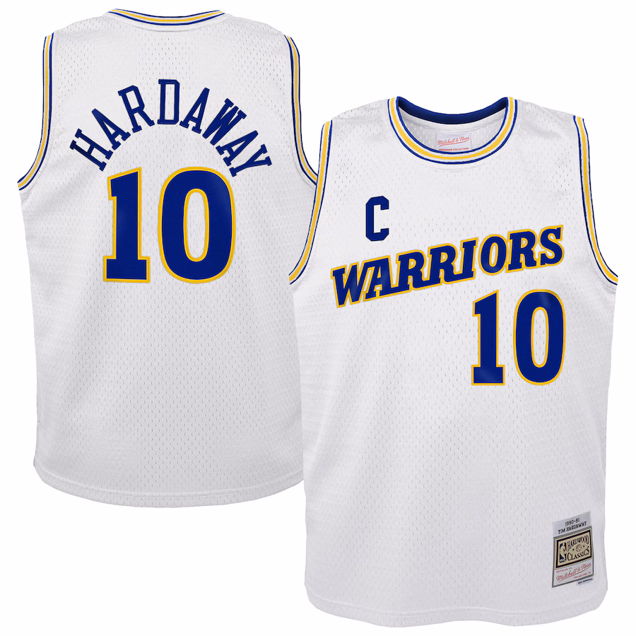 Youth Golden State Warriors Tim Hardaway Mitchell & Ness White 1990-91 Hardwood Classics Swingman Throwback Home Jersey