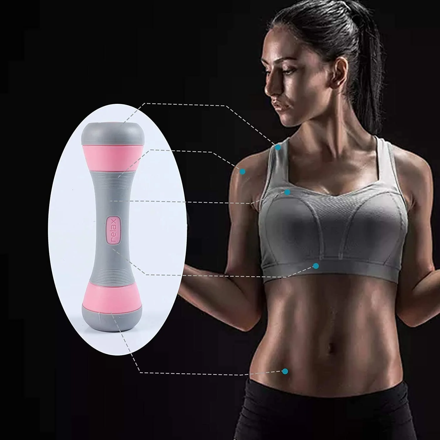 NiceC Adjustable Dumbbell Weight Pair, 5-in-1 Weight Options, Non-Slip Neoprene Hand, All-purpose, Home, Gym, Office (4.5 Lbs., Pink Pair)