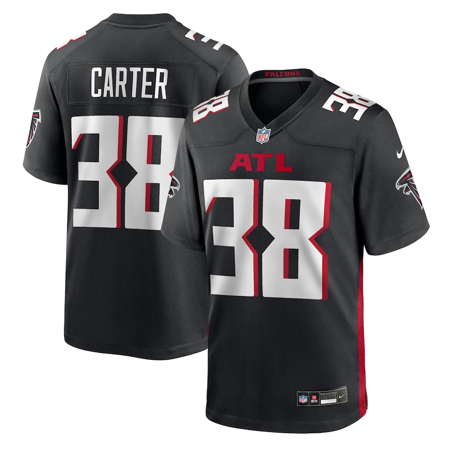 Men's Atlanta Falcons Nathan Carter Nike Black Team Game Jersey