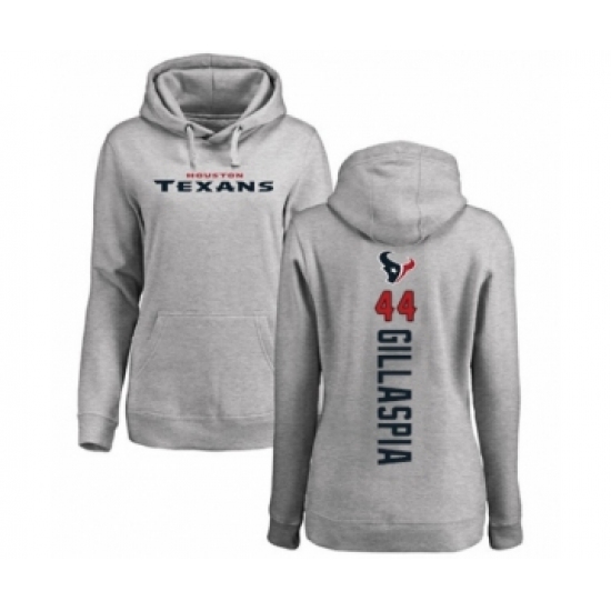 Football Women's Houston Texans #44 Cullen Gillaspia Ash Backer Pullover Hoodie
