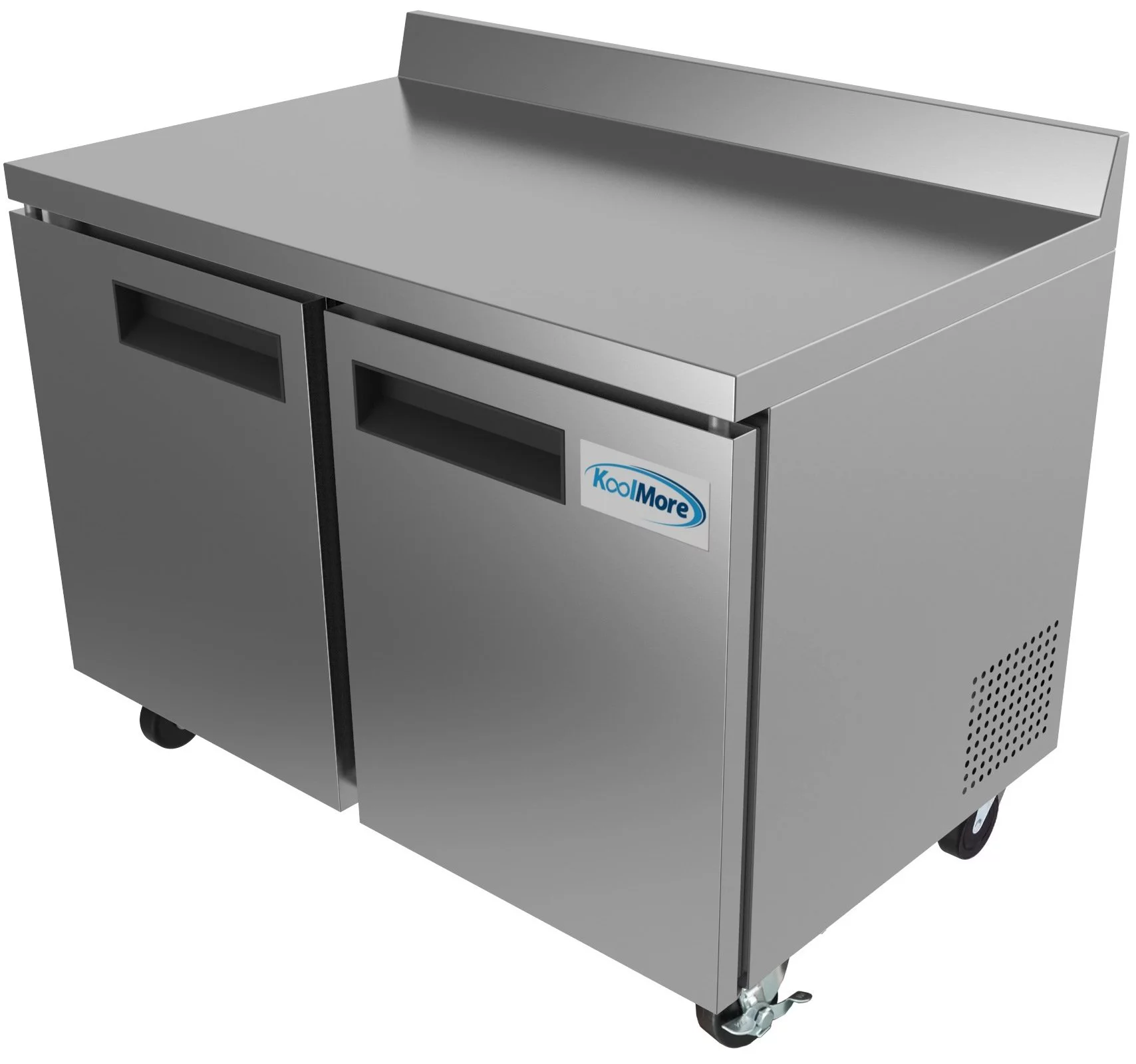 KoolMore 48 in. Two-Door Worktop Refrigerator With 3.5 in. Backsplash – 12 Cu. Ft.