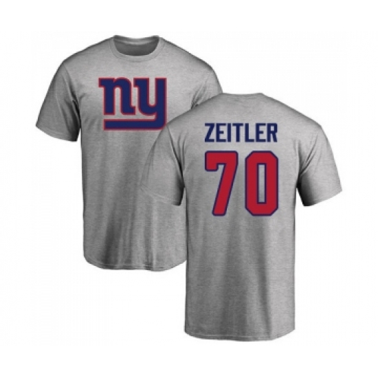 Football New York Giants #70 Kevin Zeitler Ash Name & Number Logo T-Shirt