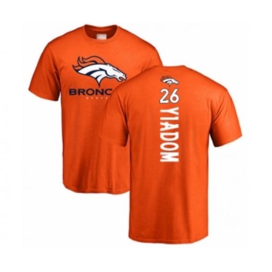 Football Denver Broncos #26 Isaac Yiadom Orange Backer T-Shirt