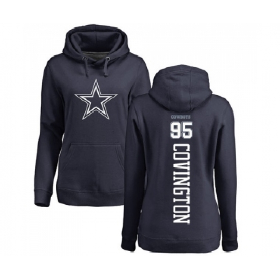 Football Women's Dallas Cowboys #95 Christian Covington Navy Blue Backer Pullover Hoodie