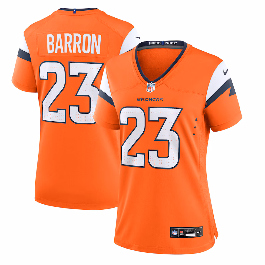Women's Denver Broncos Jahdae Barron Nike Orange Team Game Jersey