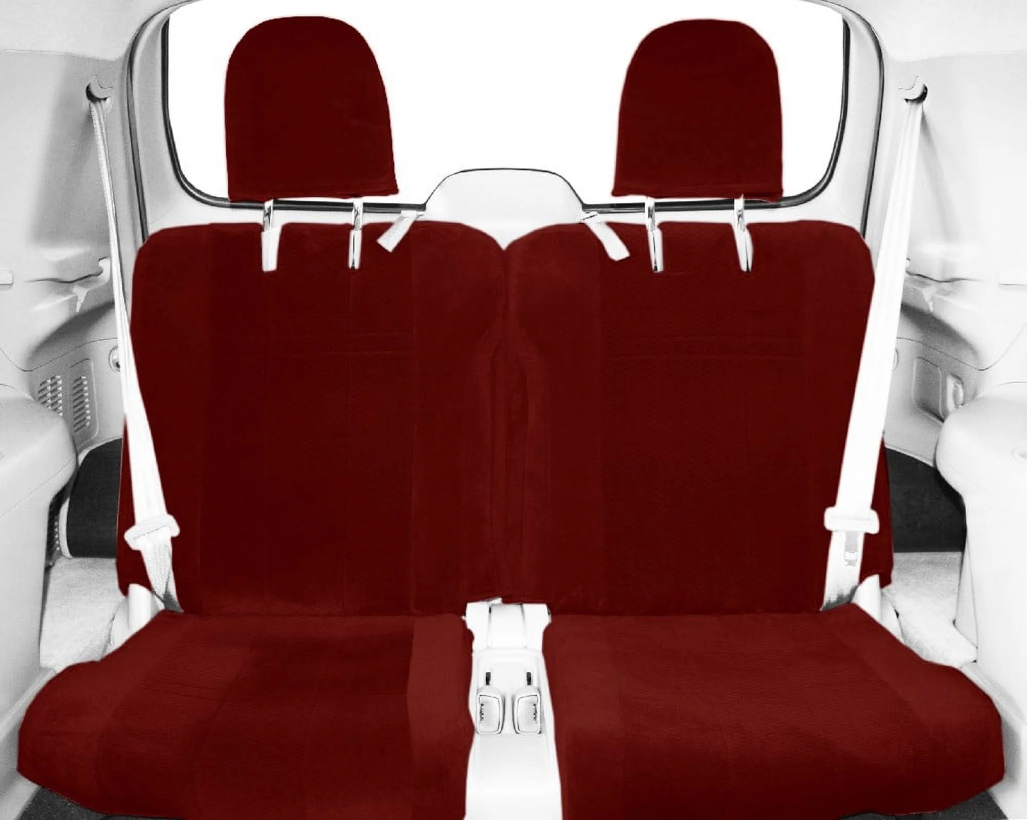 CalTrend Rear 50/50 Split Bench O.E. Velour Seat Covers for 2014-2020 Nissan Rogue - NS253-02RS Red Monarch Insert with Classic Trim - Curated Treasures Market