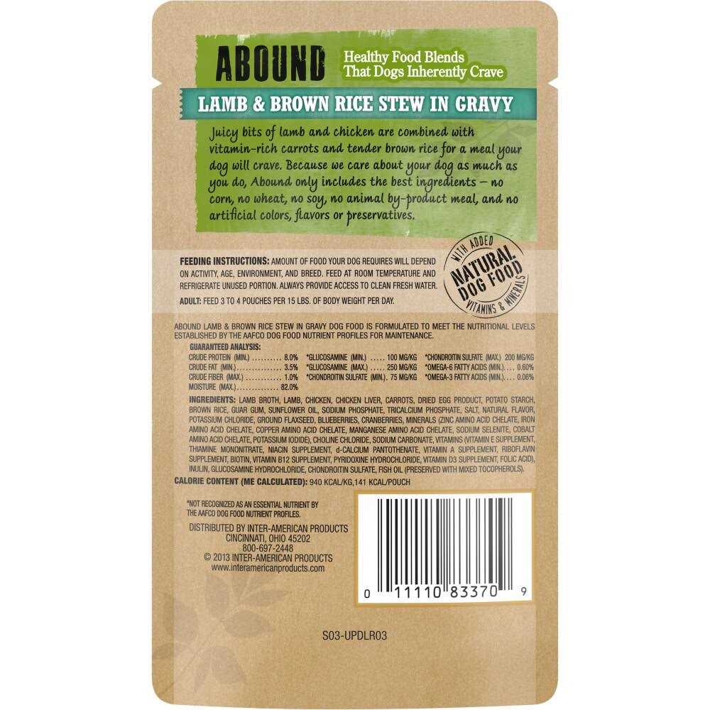Abound Dog Food Natural Lamb & Brown Rice Stew in Gravy
