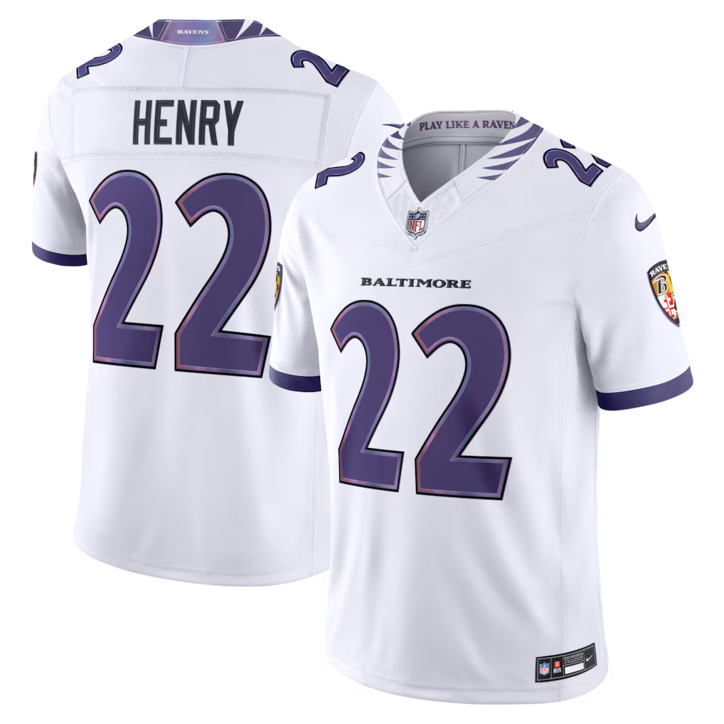 Men's Baltimore Ravens Derrick Henry Nike White Vapor F.U.S.E. Sewn Down Limited Jersey