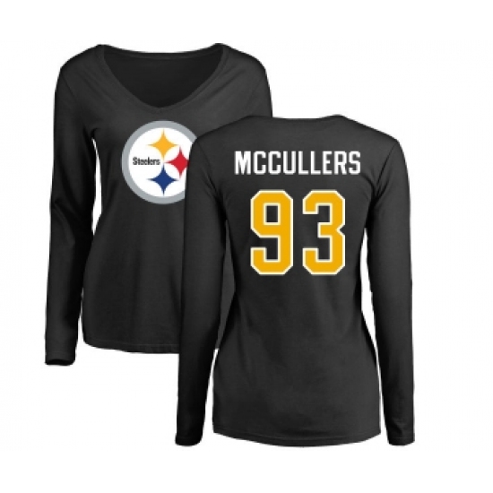 Football Women's Pittsburgh Steelers #93 Dan McCullers Black Name & Number Logo Slim Fit Long Sleeve T-Shirt