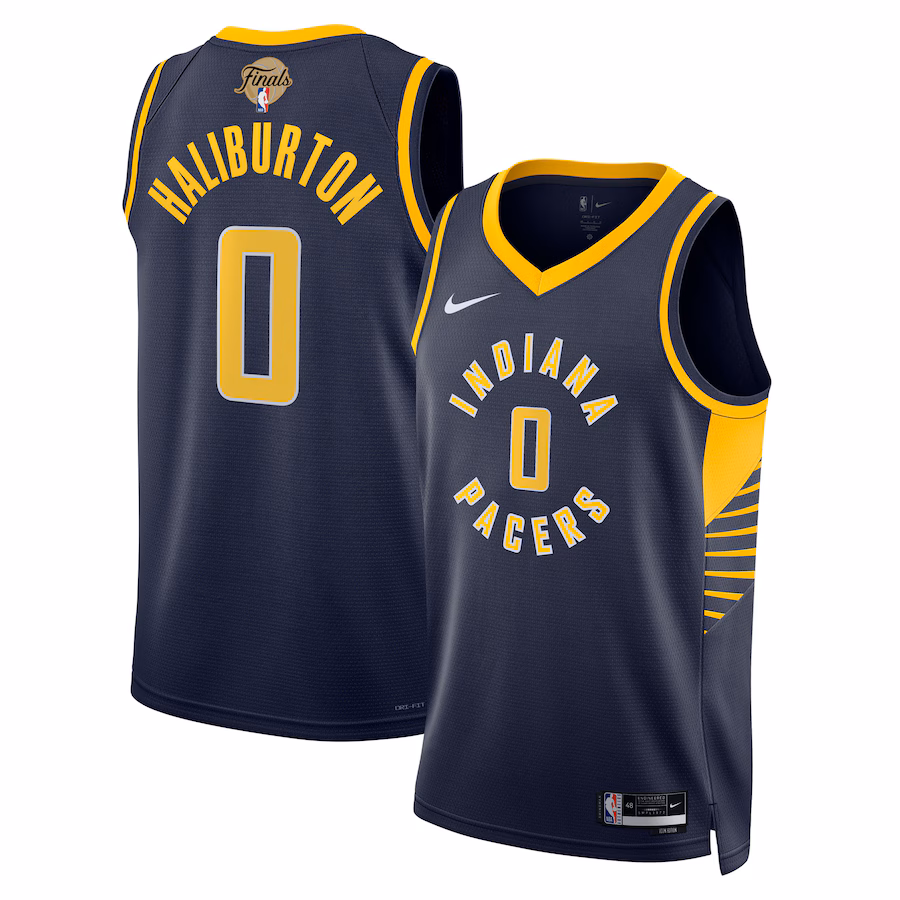 Unisex Indiana Pacers Tyrese Haliburton Nike Navy 2025 NBA Finals Swingman Jersey - Icon Edition