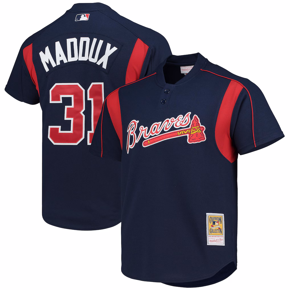 Men's Atlanta Braves Greg Maddux Mitchell & Ness Navy Authentic Batting Practice Jersey