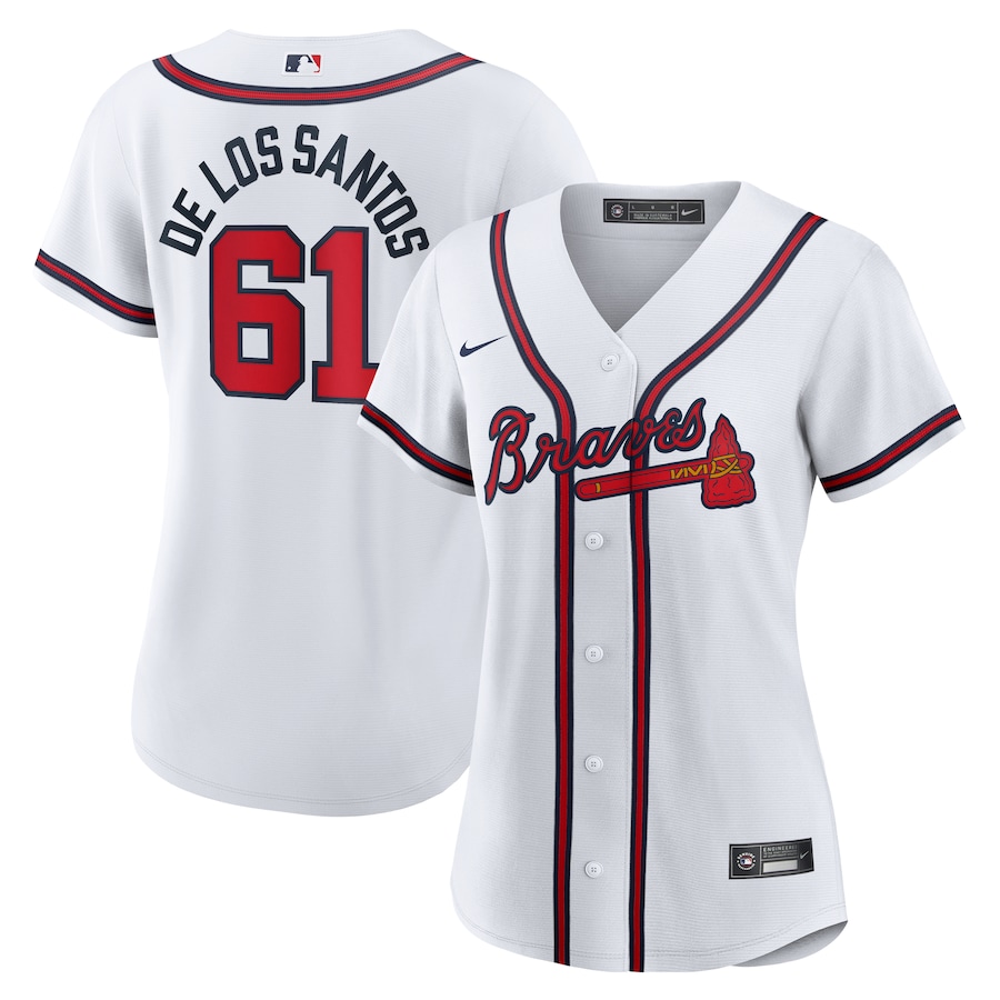 Women's Atlanta Braves Enyel De Los Santos Nike White Home Replica Jersey