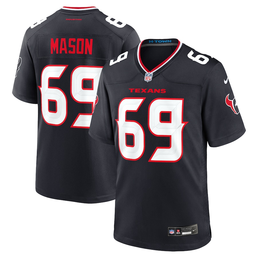 Men's Houston Texans Shaq Mason Nike Navy Team Game Jersey