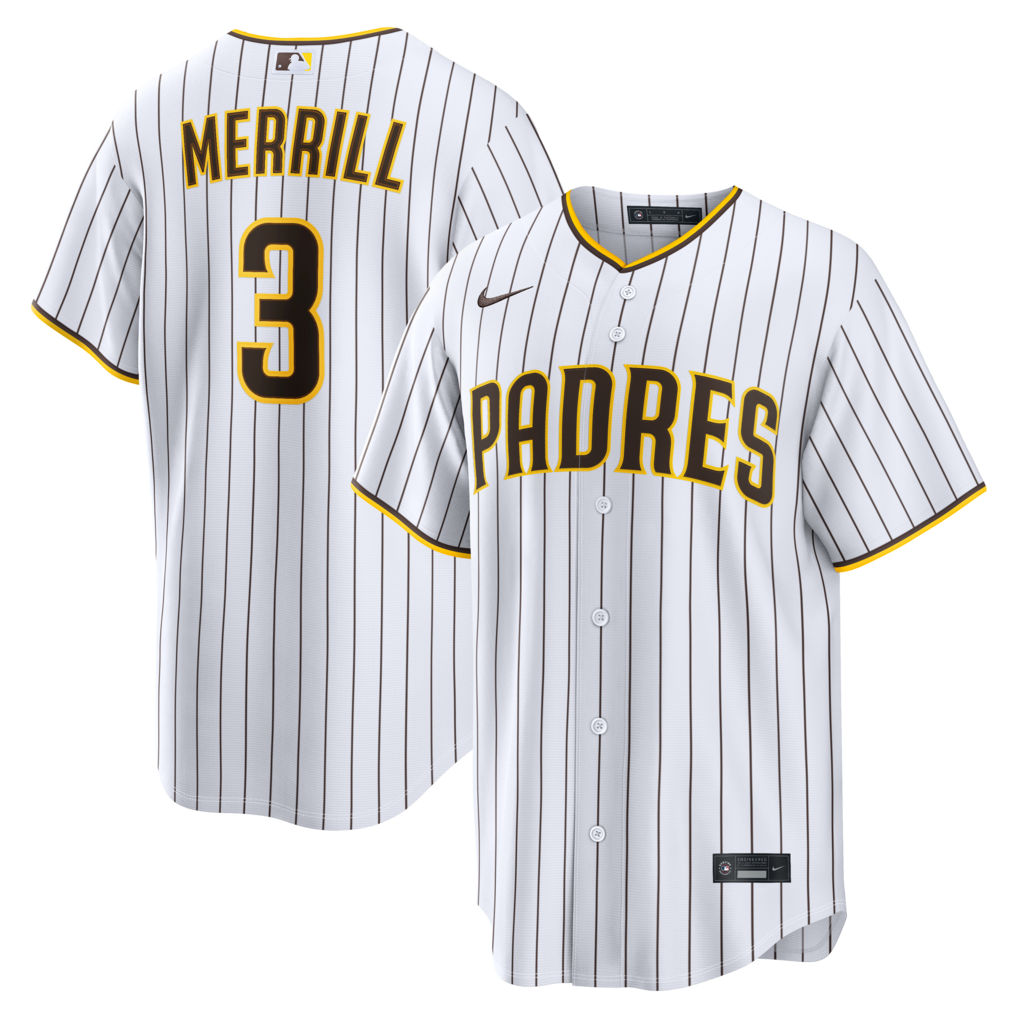 Men's San Diego Padres Jackson Merrill Nike White Home Replica Player Jersey