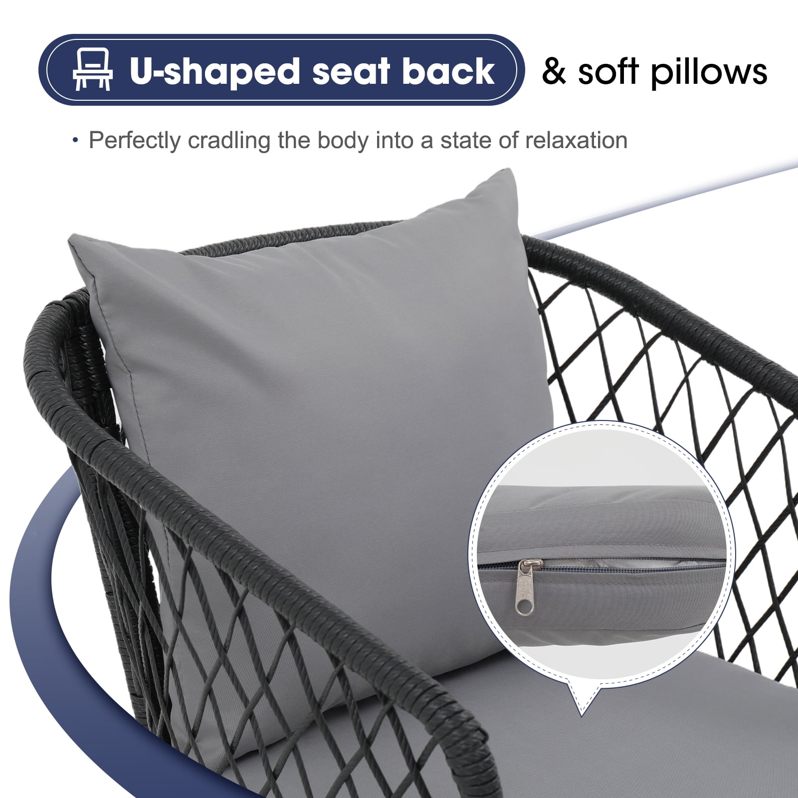 OC Orange-Casual Outdoor Dining Chair, All-Weather Wicker patio Dining Chair, Rattan Armchair Seating with Cushion, Set of 2, Black Wicker - Curated Treasures Market