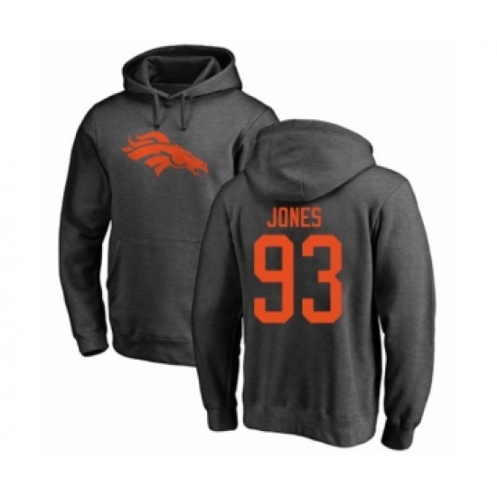 Football Denver Broncos #93 Dre'Mont Jones Ash One Color Pullover Hoodie