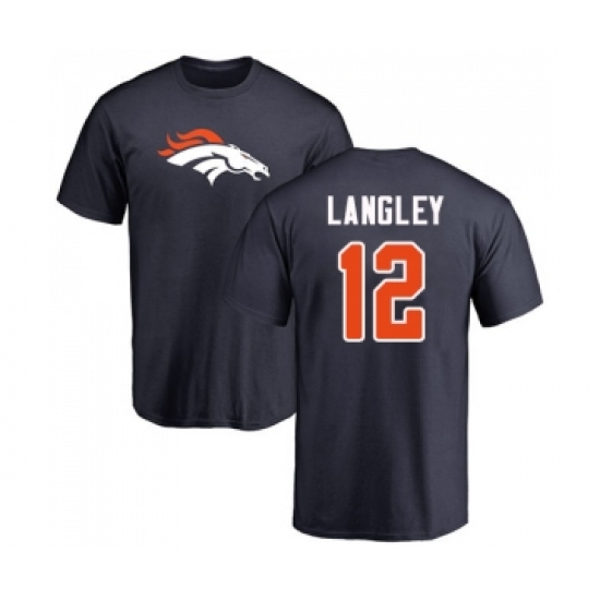 Football Denver Broncos #12 Brendan Langley Navy Blue Name & Number Logo T-Shirt