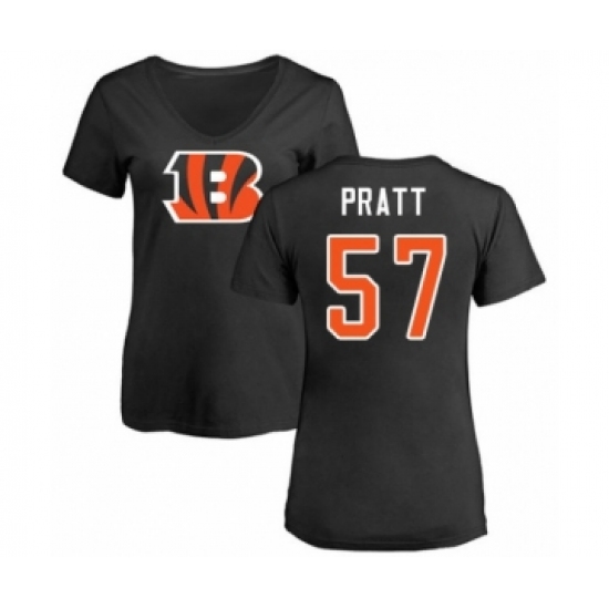 Football Women's Cincinnati Bengals #57 Germaine Pratt Black Name & Number Logo T-Shirt