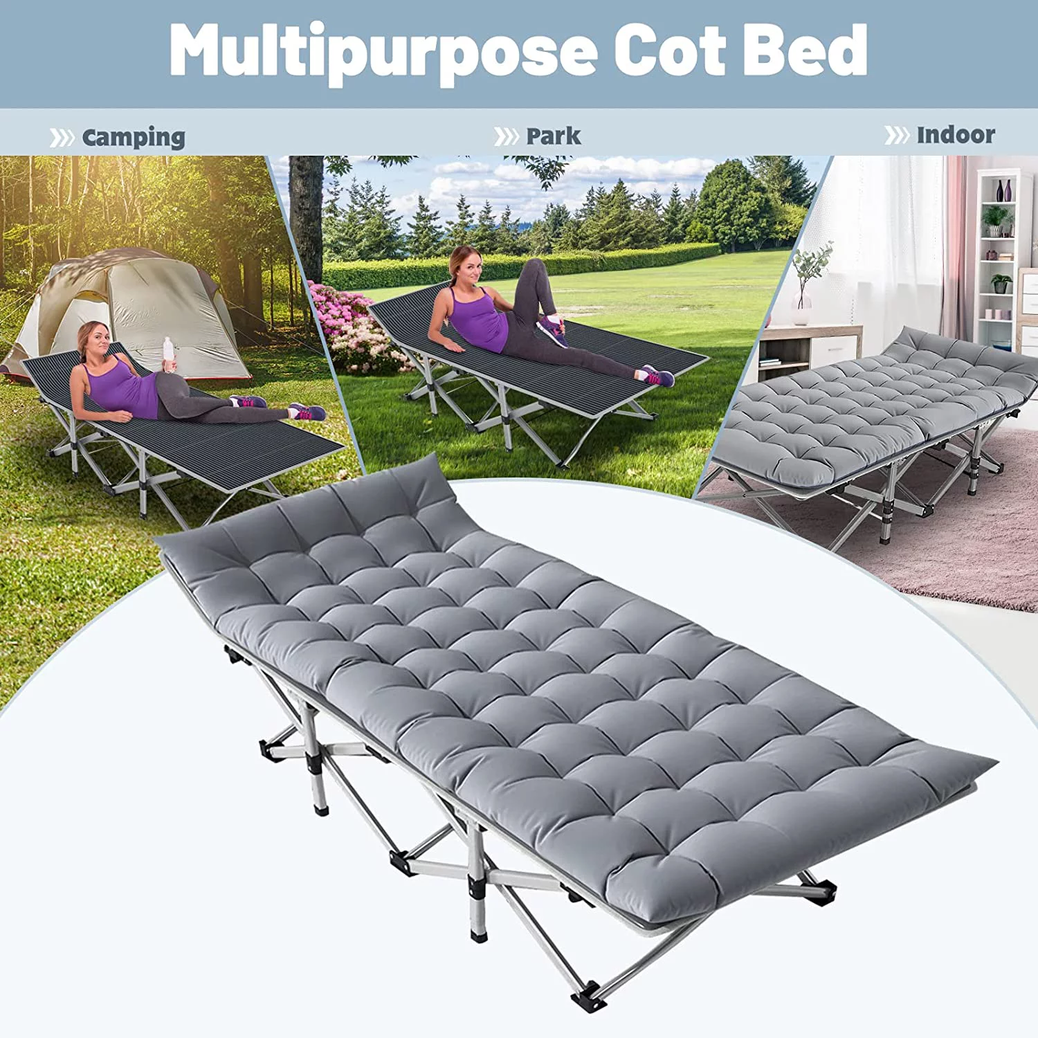 Docred Adult Folding Camping Cot for Adults Portable Folding Outdoor Cot with Carry Bags for Outdoor Travel Camp Beach Vacation - Curated Treasures Market