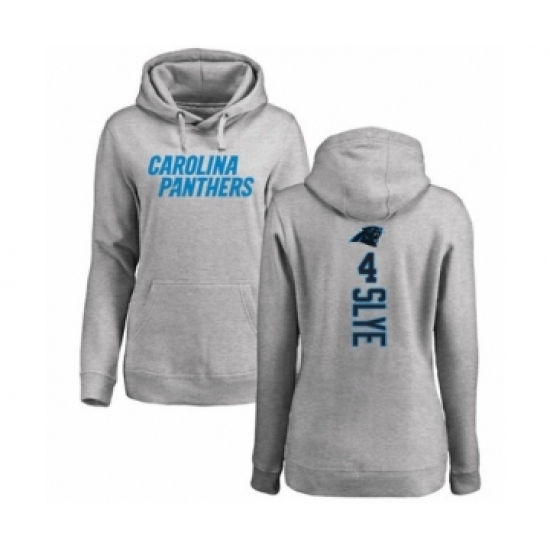 Football Women's Carolina Panthers #4 Joey Slye Ash Backer Pullover Hoodie