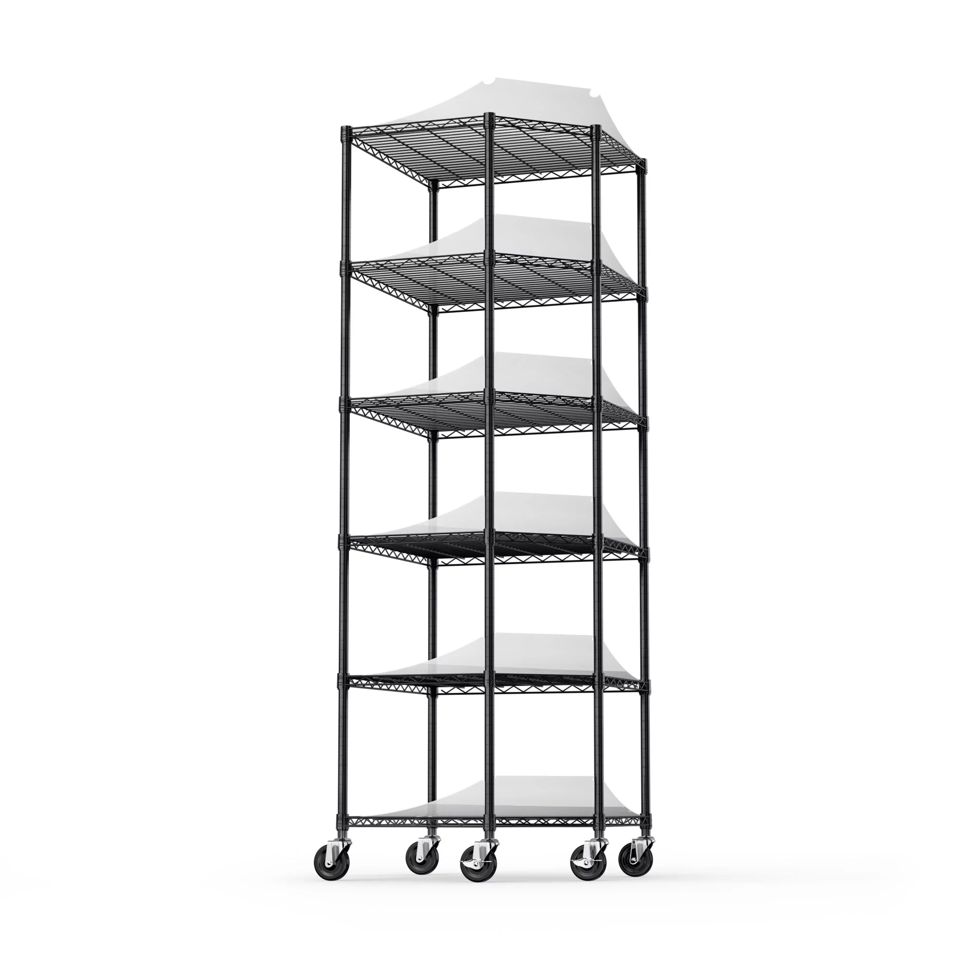 Ufurpie 6 Tier 2100LBS Pentagonal Corner Shelves with Wheels,Adjustable Metal Heavy Duty Storage Shelf,Wire Shelving Unit,for Living Room,Bathroom,Kitchen,Black - Curated Treasures Market