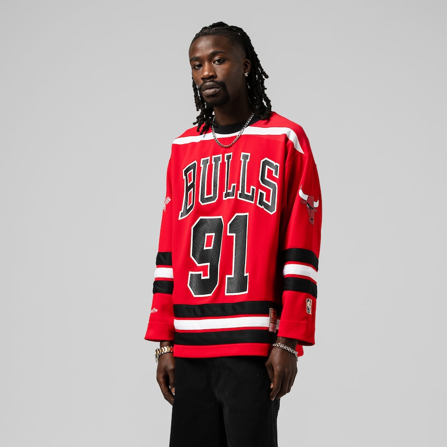 Unisex Chicago Bulls Dennis Rodman Mitchell & Ness Red Maxxed Out Fashion Hockey Jersey