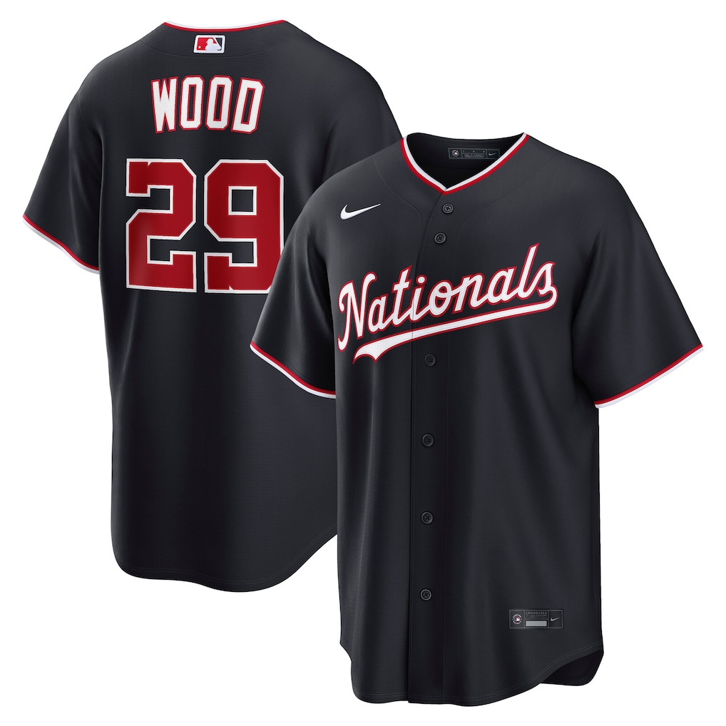 Men's Washington Nationals James Wood Nike Navy Alternate Replica Jersey