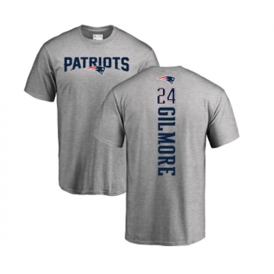 Football New England Patriots #24 Stephon Gilmore Ash Backer T-Shirt