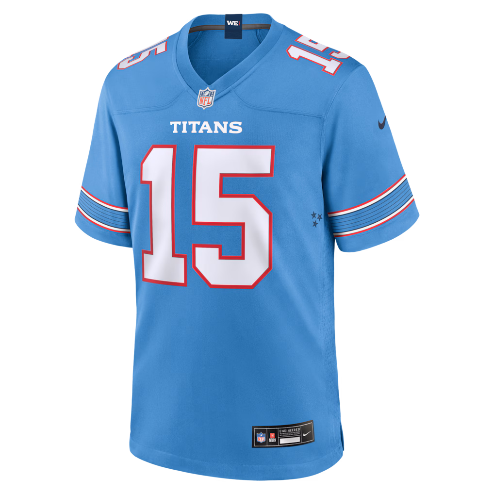 Men's Tennessee Titans Keldric Faulk Nike Light Blue 2026 NFL Draft First Round Pick No.31  Vapor F.U.S.E. Stitched Limited Jersey