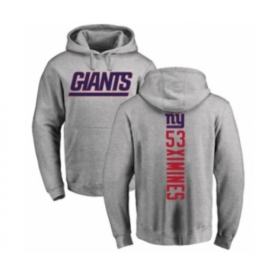 Football New York Giants #53 Oshane Ximines Ash Backer Pullover Hoodie