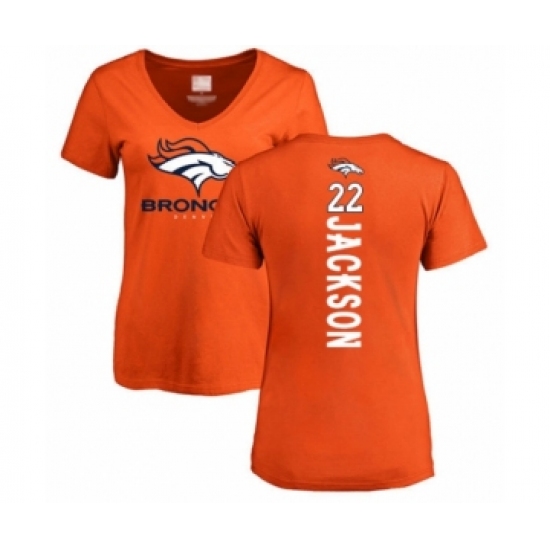 Football Women's Denver Broncos #22 Kareem Jackson Orange Backer T-Shirt