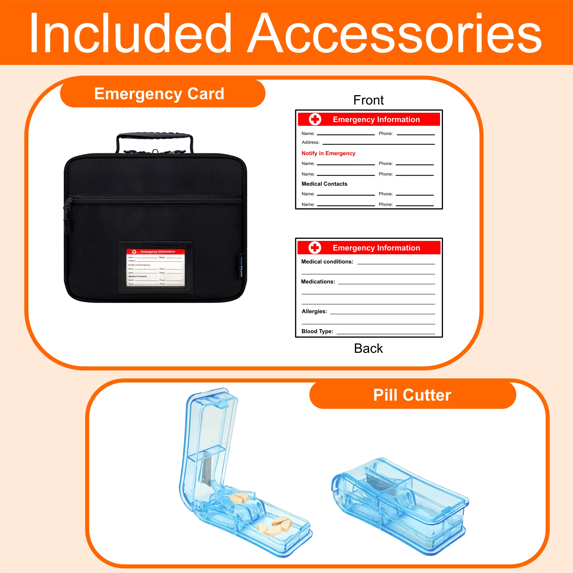 StarPlus2 Large Select Pill Bottle Organizer, Medicine Bag - Black - Curated Treasures Market