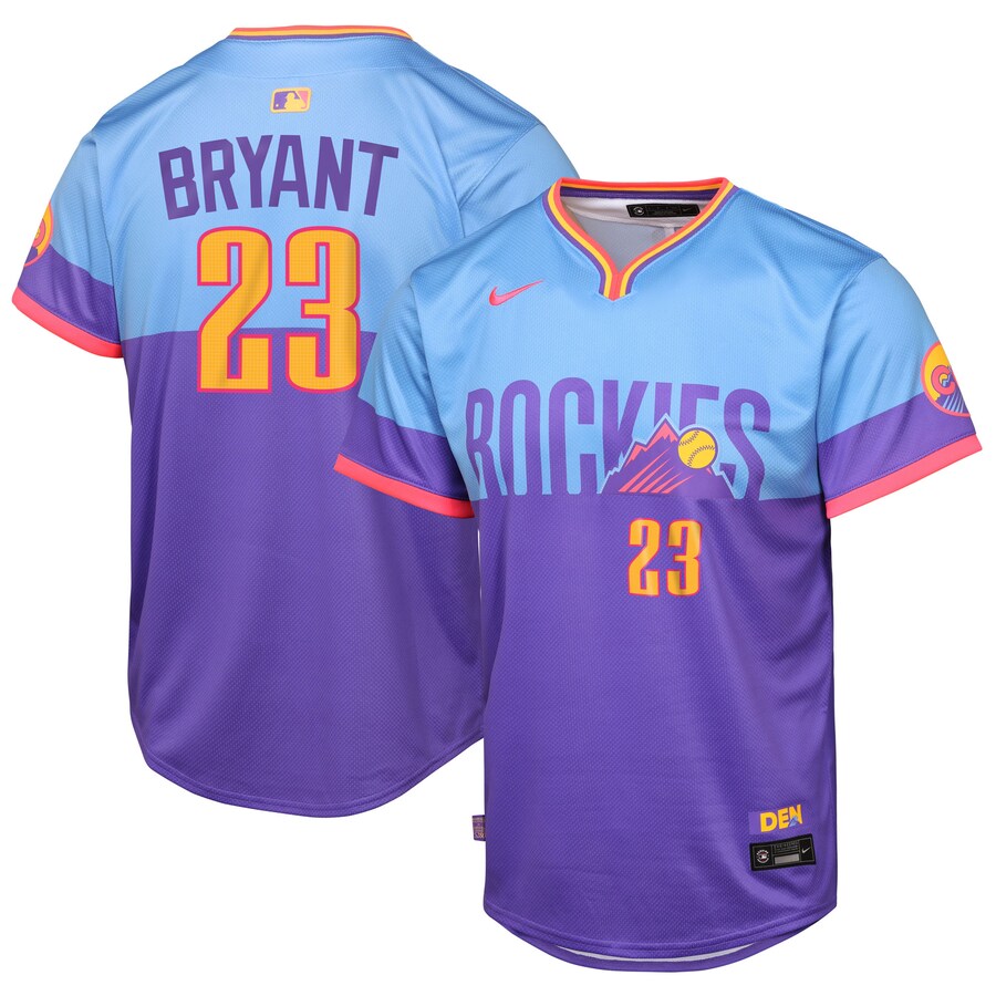 Youth Colorado Rockies Kris Bryant Nike Purple/Light Blue 2025 City Connect Limited Player Jersey
