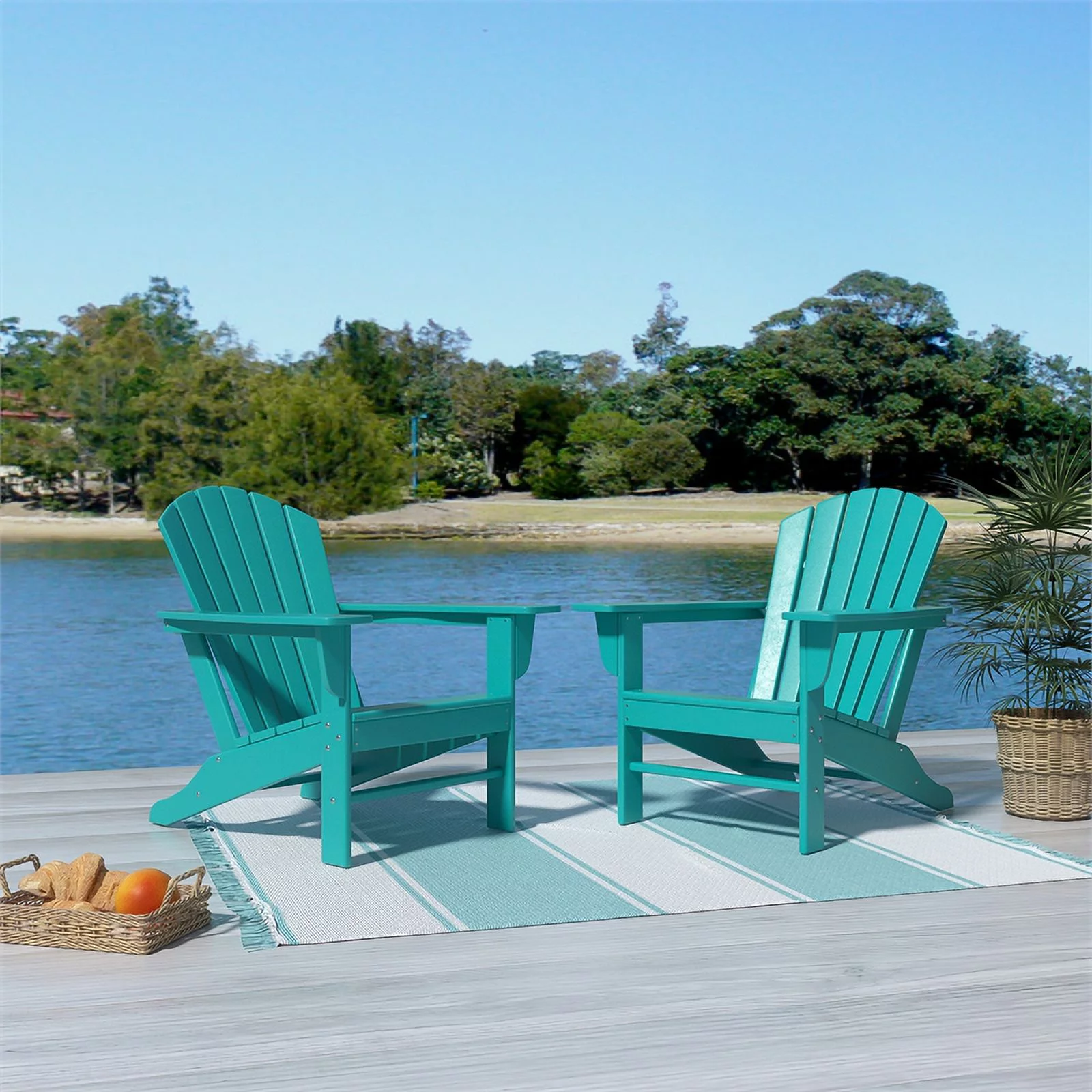 Portside Classic Outdoor Adirondack Chair (Set of 2) in Turquoise - Curated Treasures Market