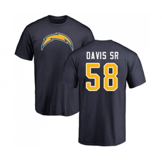 Football Los Angeles Chargers #58 Thomas Davis Sr Navy Blue Name & Number Logo T-Shirt